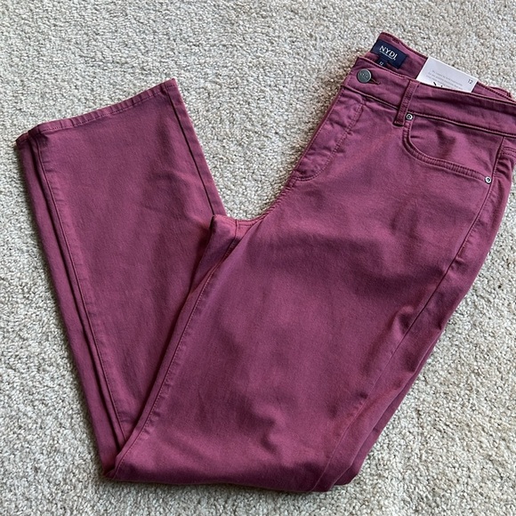 NYDJ Marilyn Straight dusty rose husk denim jean pants size 12 zip up - Picture 2 of 7
